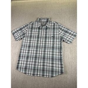 Ascend shirt Men Size Large Short Sleeve Button Up Shirt Green Plaid Hiking